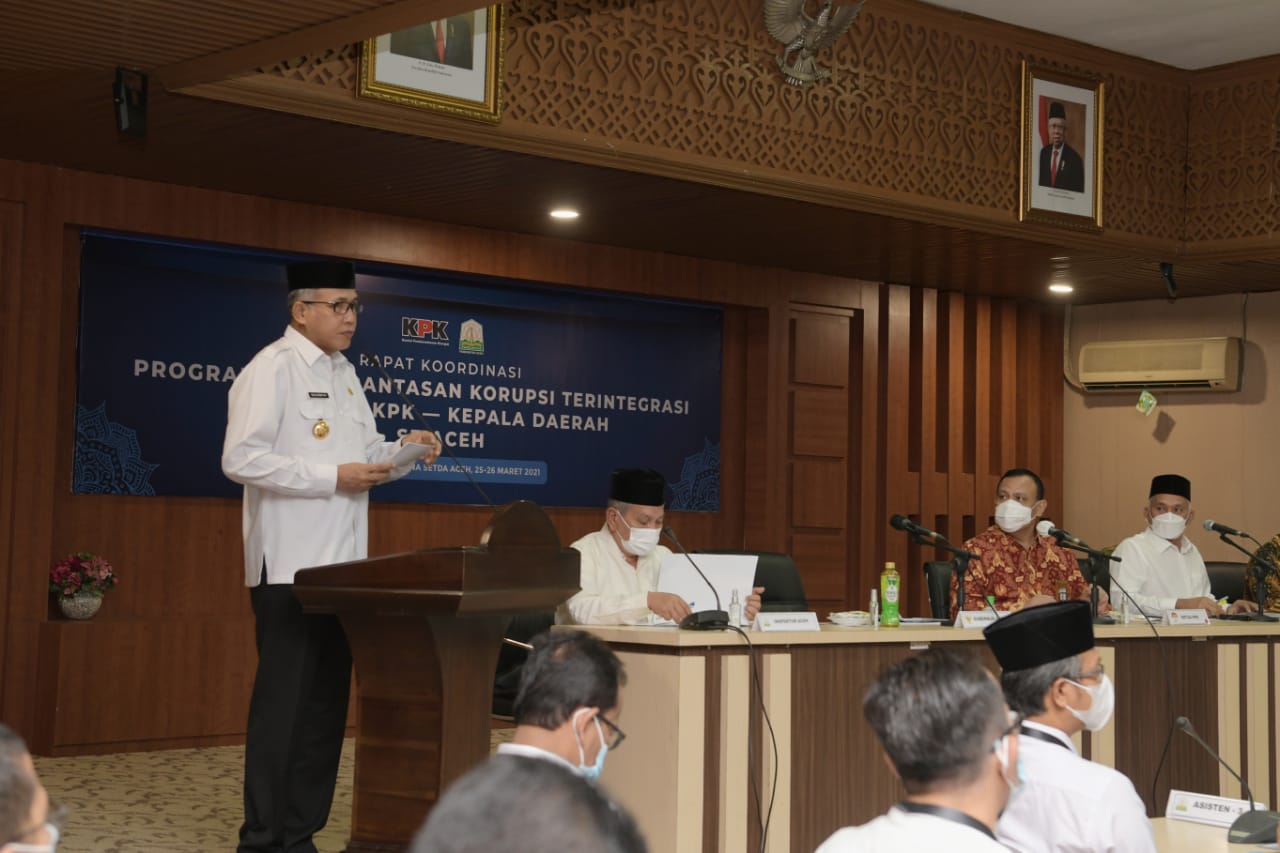 Gubernur Sampaikan Capaian LHKPN Pejabat Pemerintah Aceh kepada Pimpinan KPK