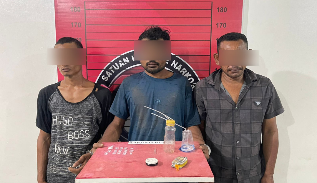 Tiga Pria di Aceh Utara Ditangkap, Polisi Sita 15 Paket Sabu Siap Edar