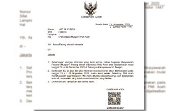 Tangkapan layar surat Gubernur Aceh perihal penundaan Musprov PMI Aceh. (Foto: koranaceh.net).