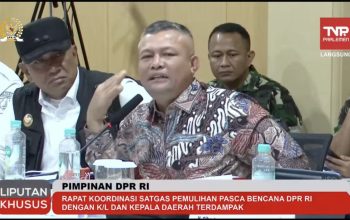 Bupati Aceh Utara, Ismail A. Jalil, dalam rakor Satgas Pemulihan Pascabencana di Hotel Daka, Banda Aceh, pada Selasa (30/12/2025). (Foto: Dok. Tangkapan layar TVR Parlemen).