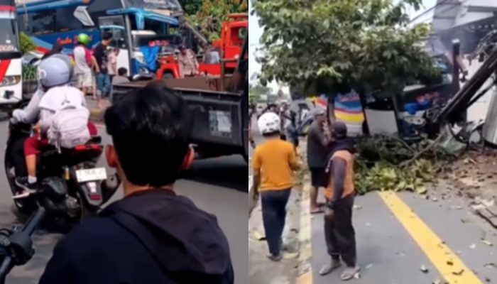 Truk Boks Tabrak Bus Parkir di Madiun, Sopir Terjepit Dievakuasi 1 Jam