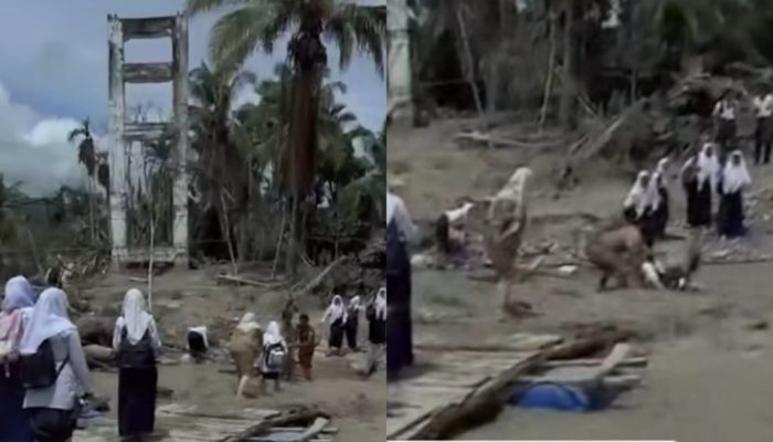 Viral Siswa SMP di Aceh Tengah Seberangi Sungai Deras, Guru Turun Tangan Bantu Murid ke Sekolah